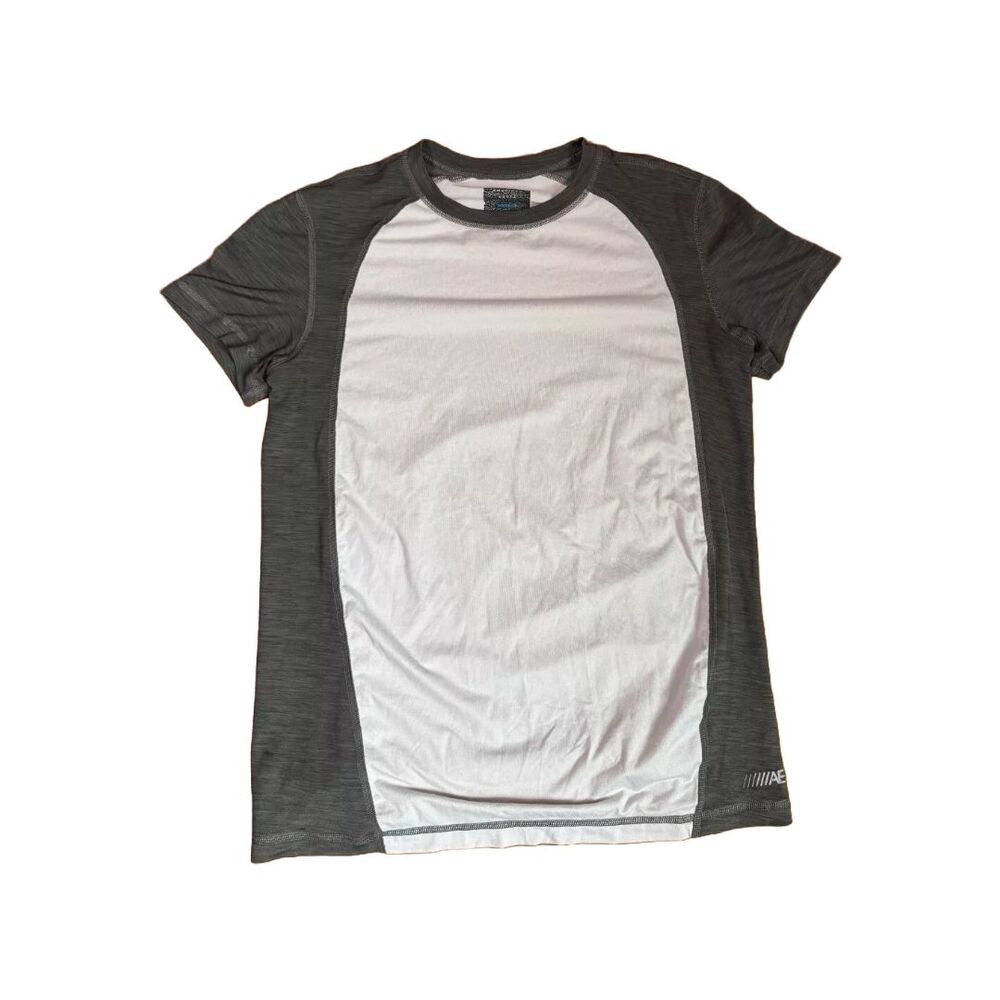 American Eagle 360 Extreme Flex Short Sleeve Shirt AEActive White Gray Men Small